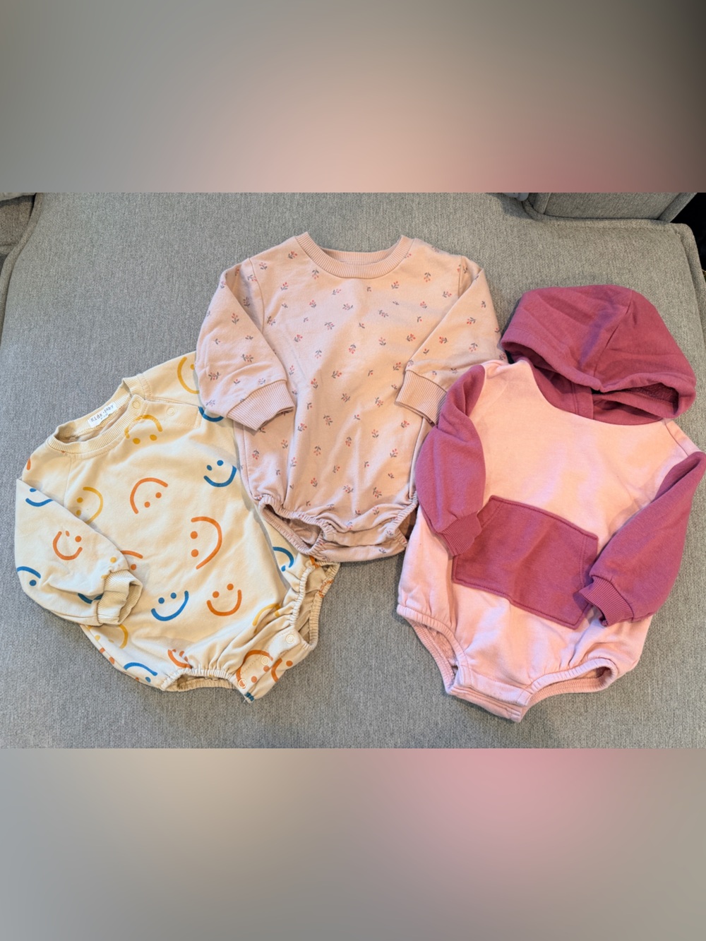 Girls 6-12 Mth Sweatshirt Bubble Rompers lot!